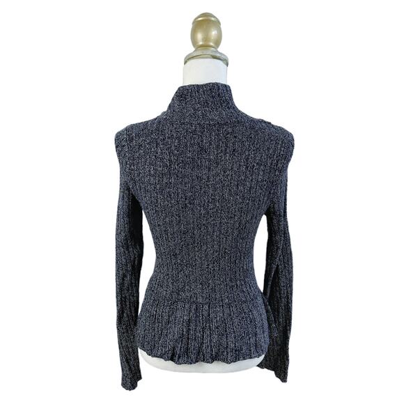 Anthropologie Knitted & Knotted Asymmetrical Ruffle Ribbed Marled Sweater - XS - Picture 4 of 9